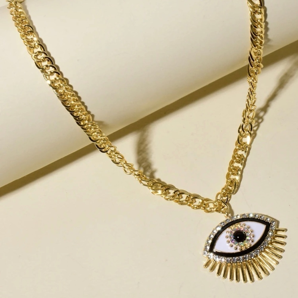 Evil Eye Rhinestone Gold  Bohemian Necklace